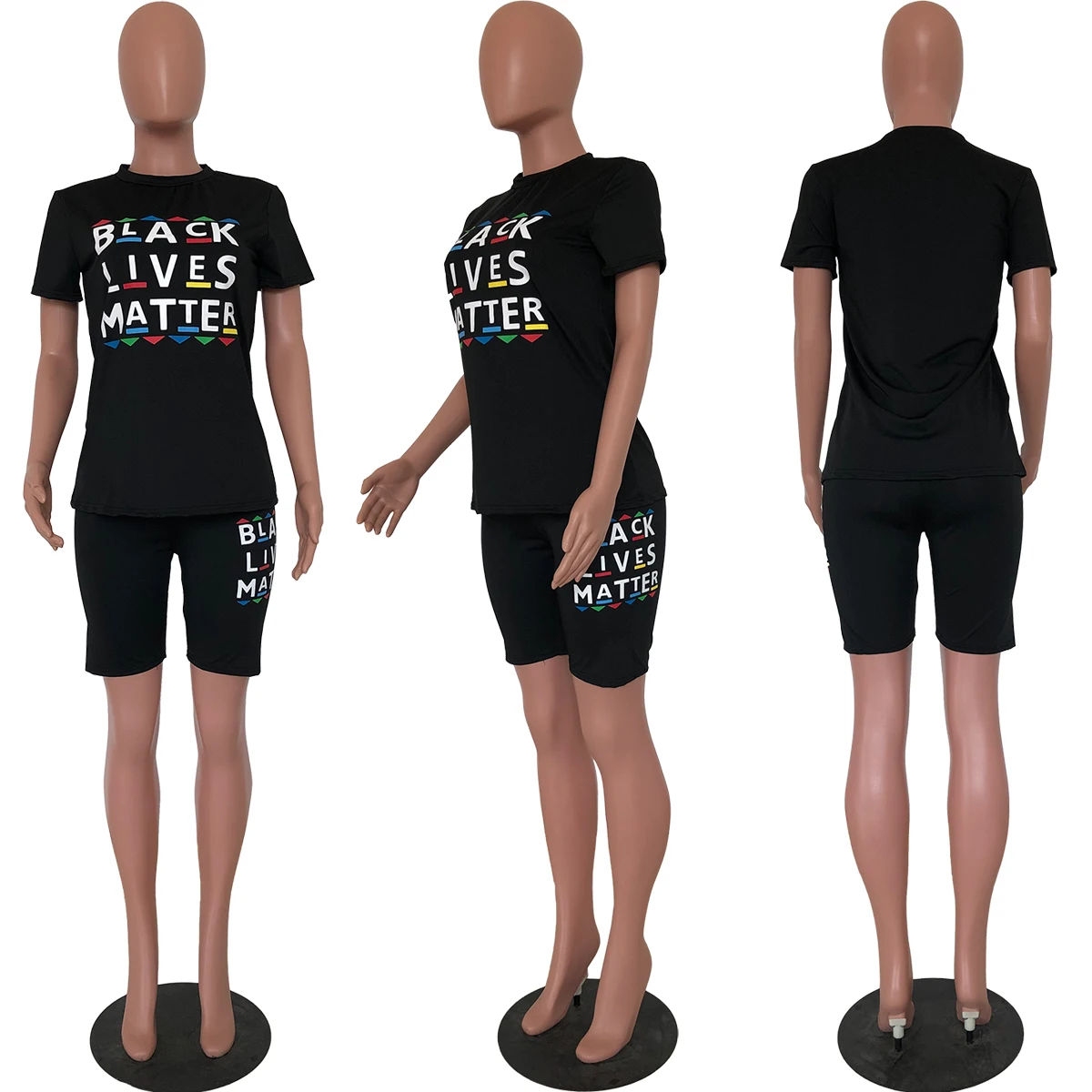 

Two Piece Set Women 2021 Summer Fashion Black Lives Matter T Shirt and Short Set Letter 2 Piece Matching Set Conjuntos De Mujer