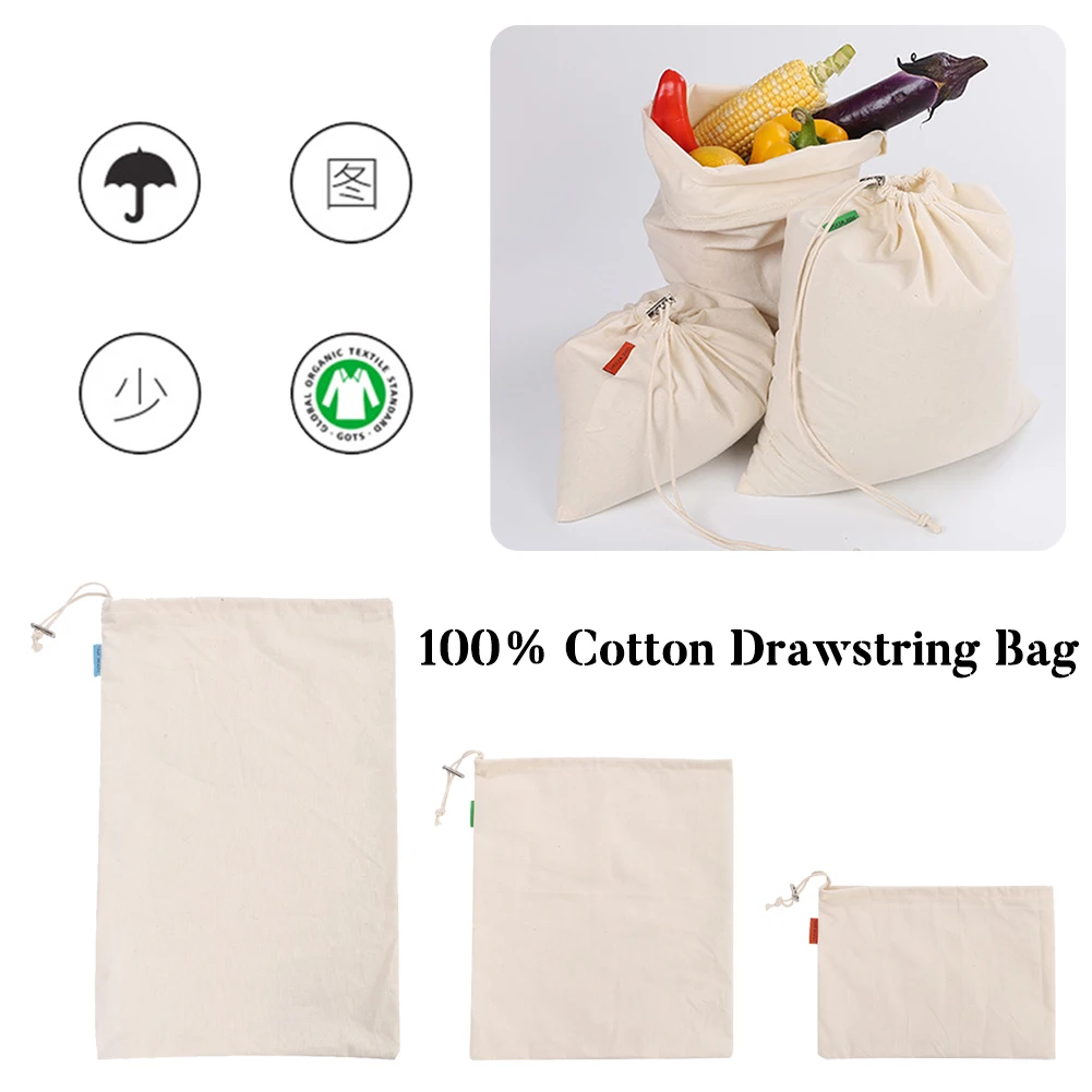 

Organic Cotton Mesh Bag Reusable Mesh Produce Bags Eco-friendly Vegetable Fruit Shopping Bag with Drawstring Fast delivery Ship