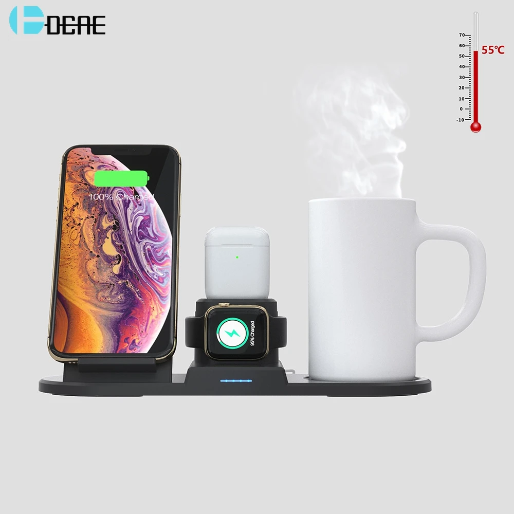 Беспроводная зарядная станция для iPhone 11 XS XR X 8 15 Вт 4 в 1 Подставка зарядки док Apple