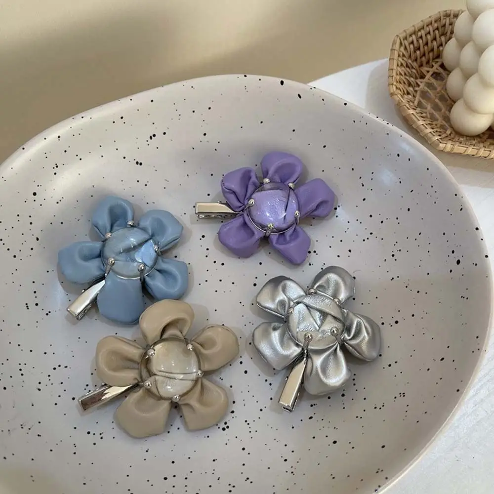 

1PC Hair Clips PU Metal Small Sidepin Hair Clips For Women Side Bangs Clips Hair Accessories