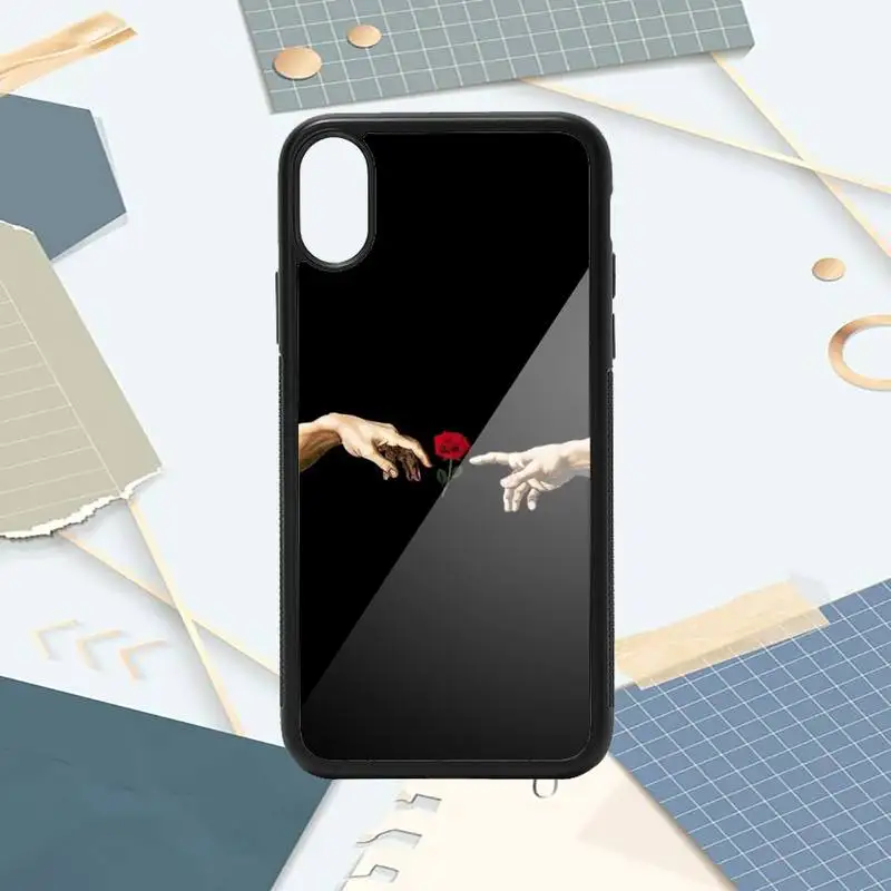 

Beautiful black white Rose flower luxury design cover Phone Case PC for iPhone 11 12 pro XS MAX 8 7 6 6S Plus X 5S SE 2020 XR
