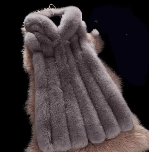Новинка весны женское меховое пальто с капюшоном жилет из искусственного Меха