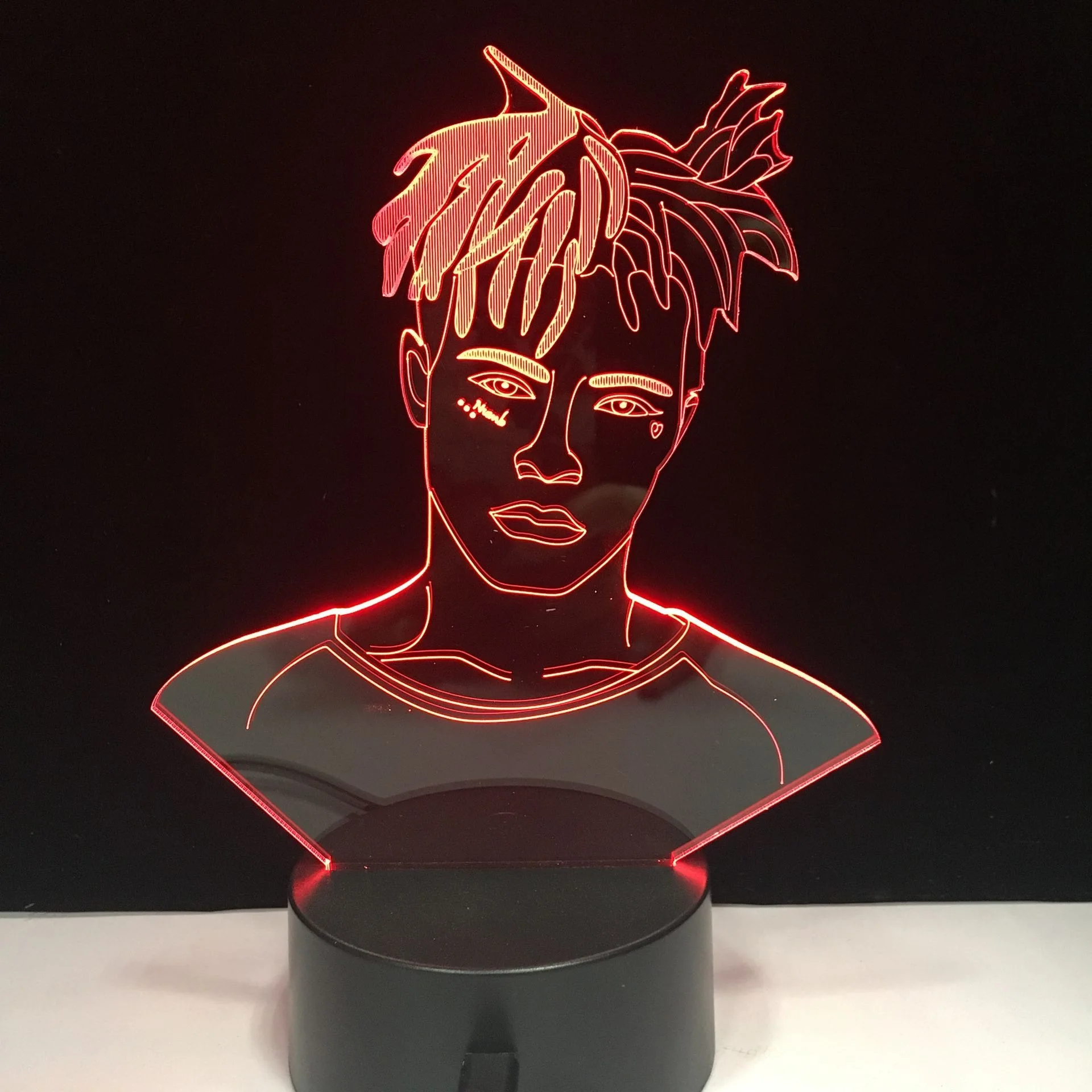 XXXTentacion известных реперские кепки 3D светодиодный светильник Иллюзия 7 цветов