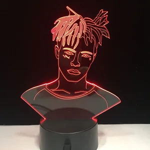 XXXTentacion известных, реперские кепки 3D светодиодный светильник Иллюзия 7 цветов пеленального столика ночной Светильник для прикроватный светильник украшения дропшиппинг