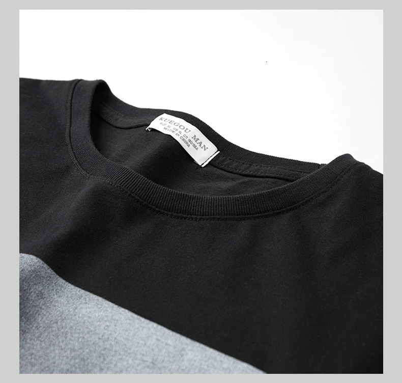 Мужская футболка с принтом KUEGOU белая однотонная длинными рукавами из 100% хлопка