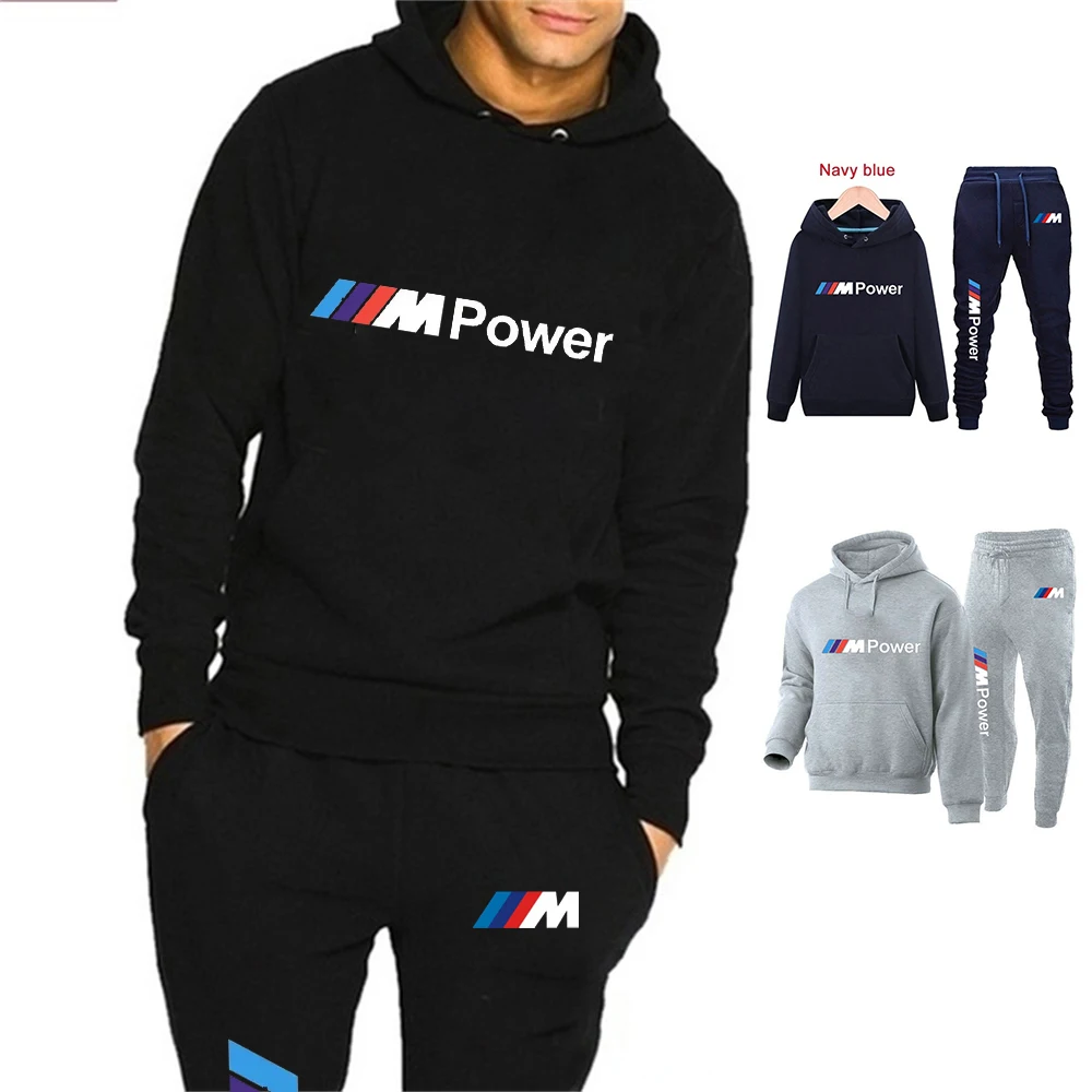 

New Brand BMW M Men's Sportswear 2-Piece Hoodie + Pants Sportswear Men's sweater Hoodie Men's Suit Sportswear Jogging Suit S-3XL