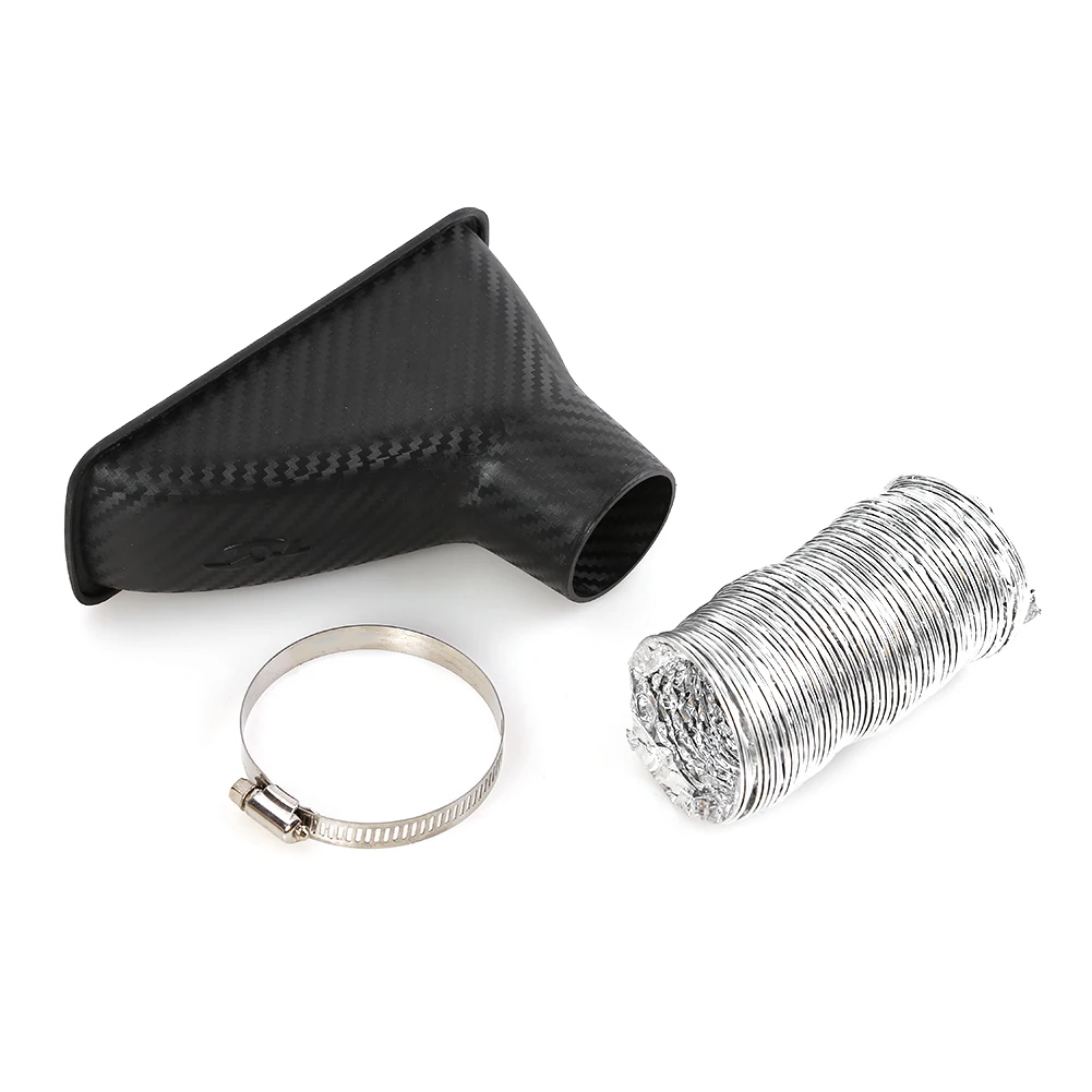 

Carbon Fiber Look Car Front Bumper Turbo Air Intake Pipe Turbine Inlet Pipe Air Funnel Kit Auto Cold Air Intake System Kit