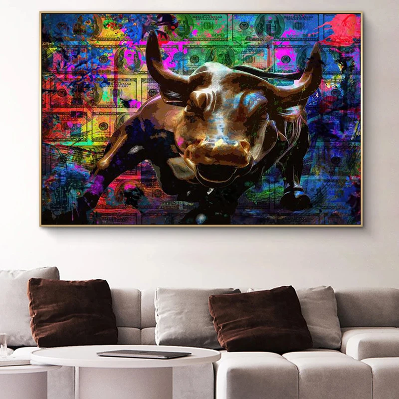 

Wall Street Art Charging Bull Posters And Prints For Living Room Graffiti Canvas Painting Wall Art Modern Home Decor Cuadros