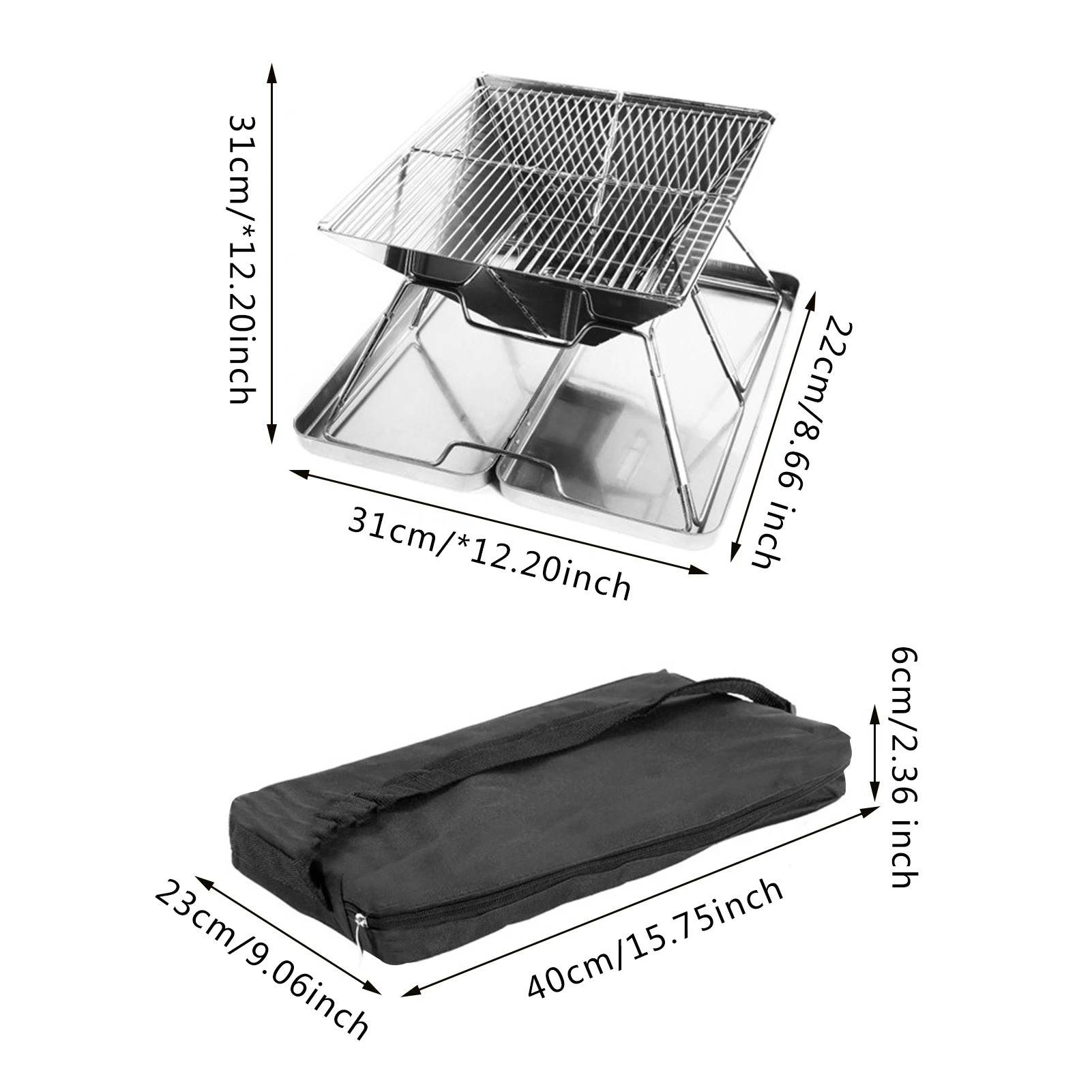 

Folding Camping Grill Set 304 Stainless Steel Pit Picnics BBQ Grill Stove Camping Barbecue Tool Outdoor Charcoal Wood Stove