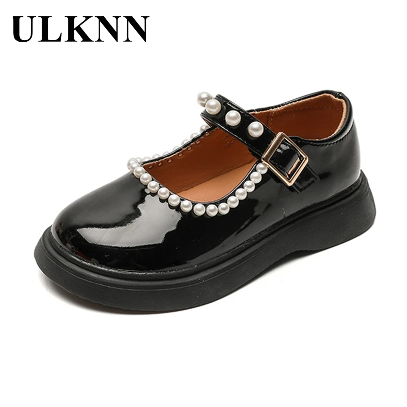 

Children's Pearl Platform Mary Jane Girls' Leather Princess Single Shoes Comfortable Lacquer Shallow Black Children's Shoes