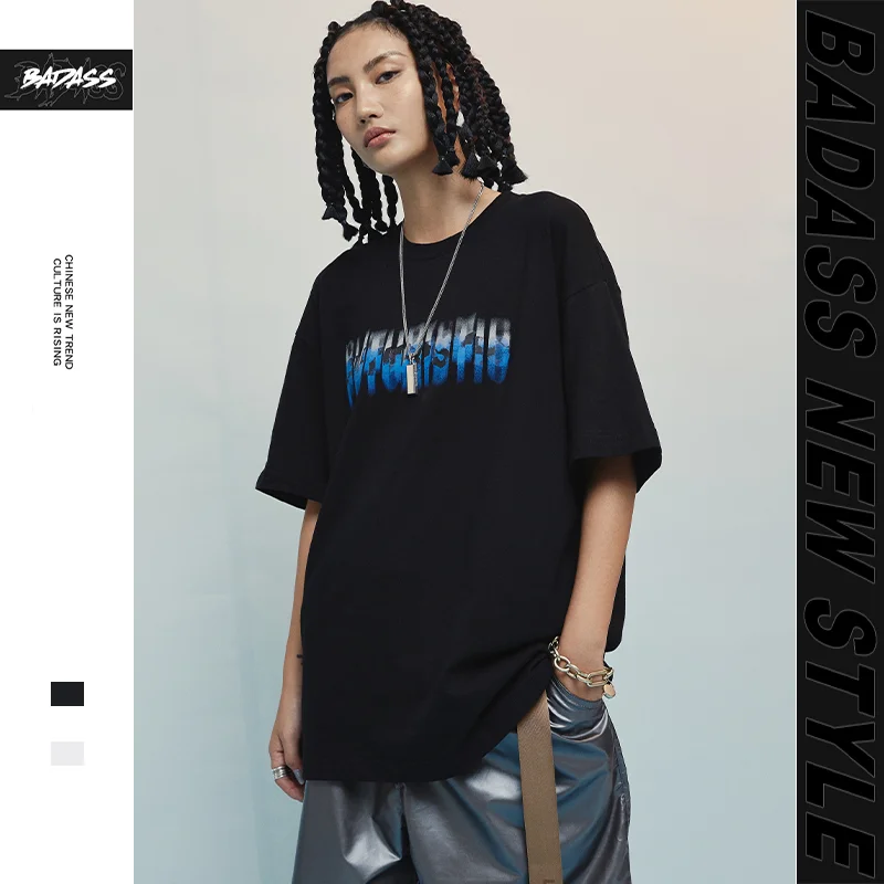 

Hip Hop High Street Oversize T Shirt Men Streetwear Harajuku Casual Letter Print TShirt Short Sleeve Cotton Loose T-Shirt