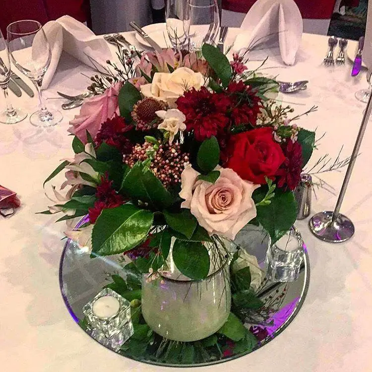 Круглые/квадратные акриловые зеркала диаметром 30 см для свадебного стола или