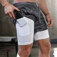2021 summer 2 in 1 shorts men gyms fitness running shorts quick dry male shorts bodybuilding short pants