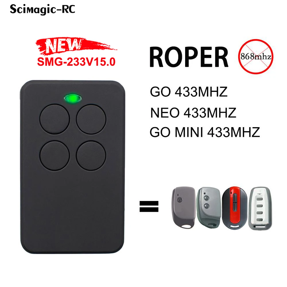 

433MHz ROPER GO MINI Remote Control Compatible Copy ROPER Gate Garage Door 868mhz Remote Control
