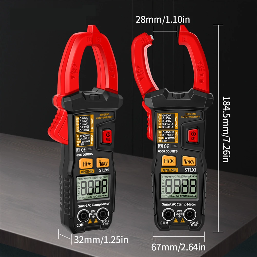 

ANENG 6000 Counts LCD Digital Current Clamp Meter DC AC Ammeter Voltage Voltmeter Ohmmeter Multimeter Resistance Ohm Tester
