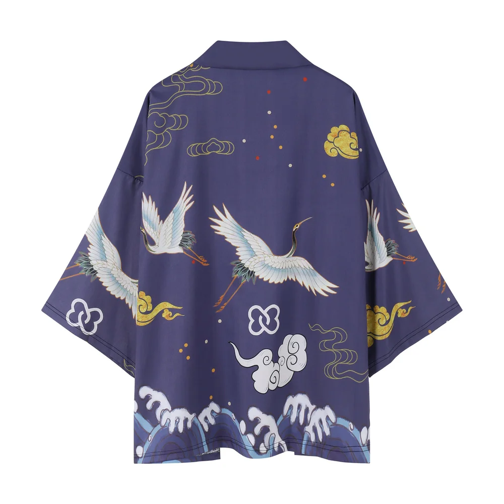 

Summer Japanese Five Point Sleeves Kimono Mens And Womens Cloak Jacke Top Blouse Loose casual fashion plus oversized quick dry