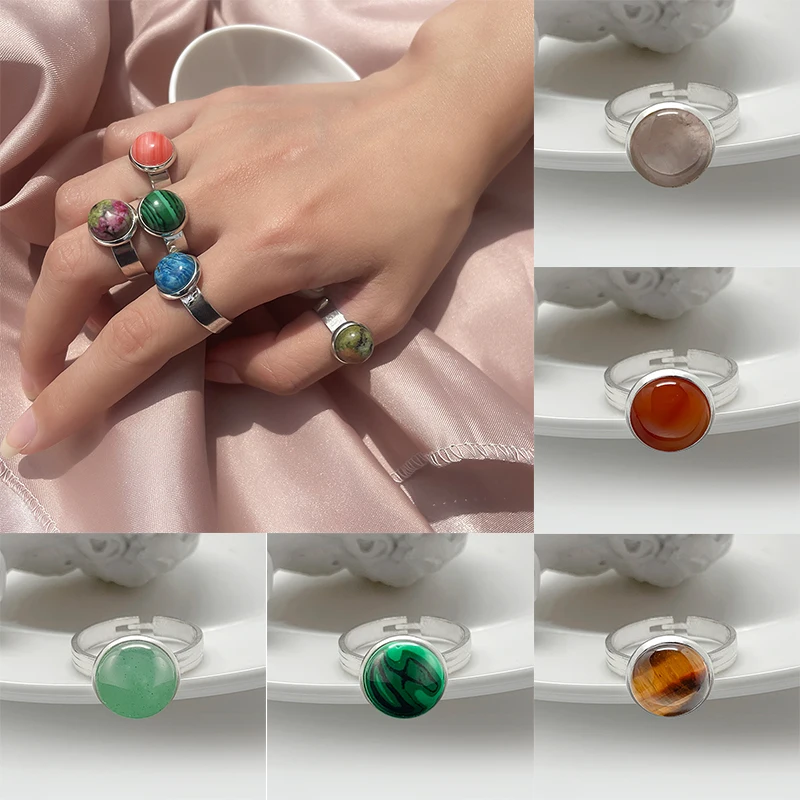 Момиджи Павлиньего хвоста ручная работа 10 мм Натуральный камень Открытое кольцо