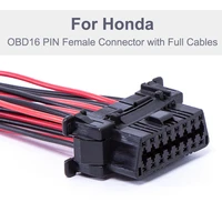 for honda obd 16 pin female obd2 connector with full cables cord wire