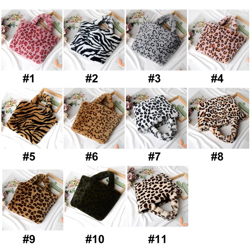 

Fashion Women Leopard Handbag Chain Handle Big Capacity Tote Shopping Bags Soft Plush Large Capacity Female Portable Daily Bags