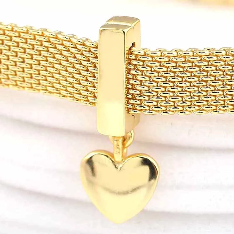 

Original Gold Color Shine Reflexions Floating Heart Clip Pendant Bead Fit 925 Sterling Silver pandora Charm Bracelet Diy Jewelry