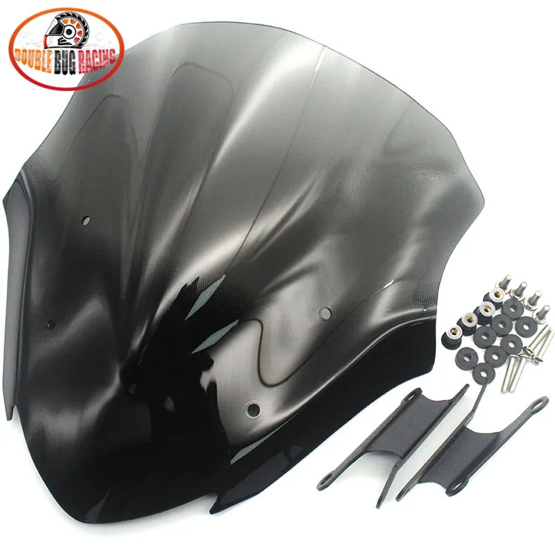 smoke sport Мотоцикл Z900 спортивный черный ветровое стекло дефлектор ветрового стекла Визер козырек для Kawasaki Z-900 Z900 ABS- Double Bubble '19 - Цвет: smoke sport