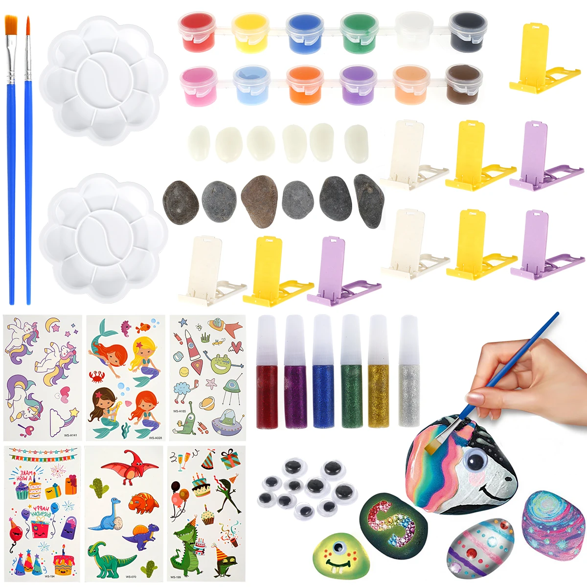 

Rock Painting Kit Creative DIY Stone Painting Craft Rocks Stones Pen Painting for Easter Painting Gift for Girls Kids Gifts