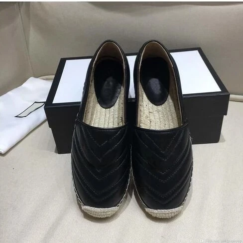 

2021 women's fashion leather canvas shoes, iconic decorated jute woven round toe flat shoes, this is a famous designer brand