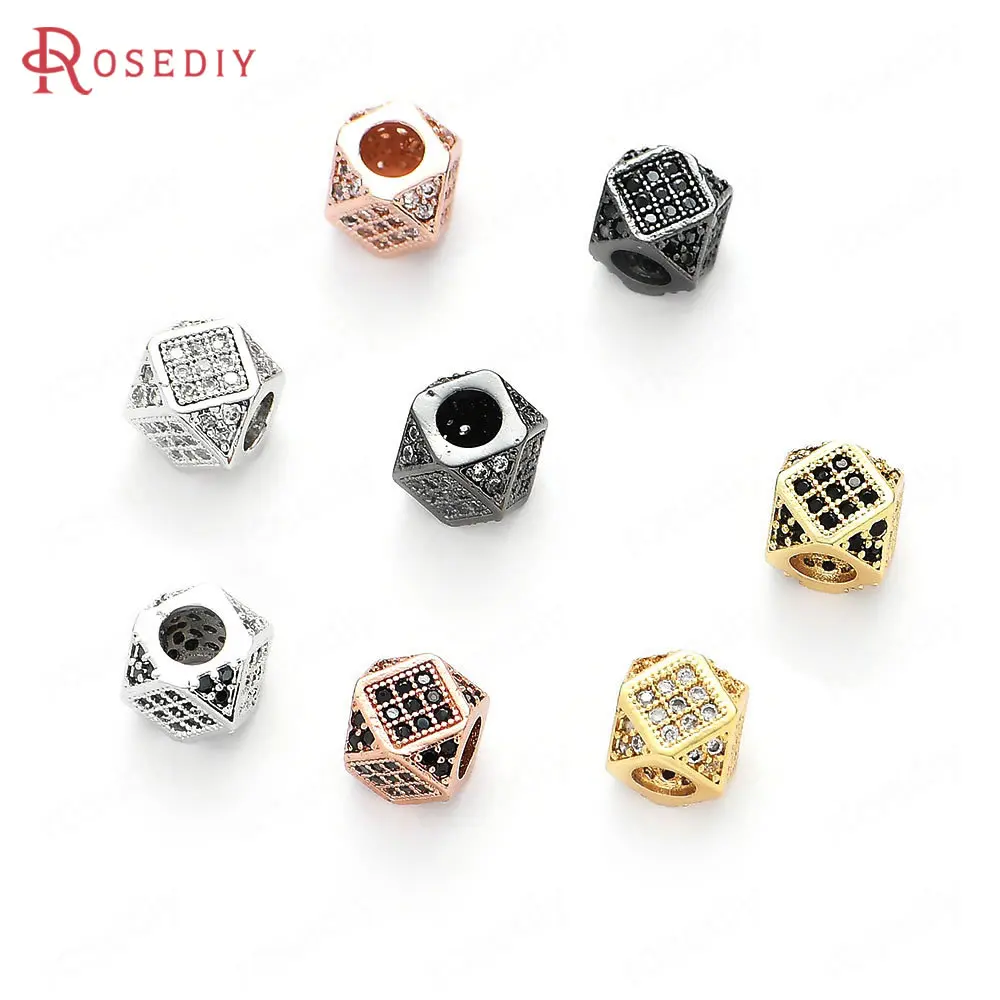 Бусины для браслетов из латуни и циркония 4 шт. 7x7 мм | Украшения аксессуары