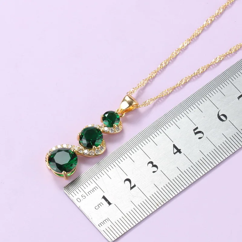 ААА + фианит костюм зеленый комплект ювелирных изделий золото-цвет африканские