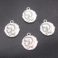 10pcs silver plated god of war alexander double sided tags pendants retro bracelet metal accessories diy charms jewelry findings