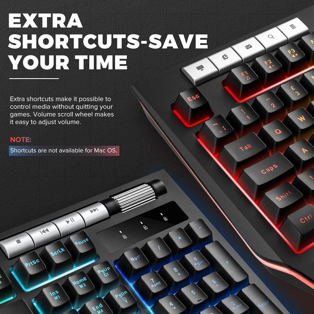 Механическая Проводная клавиатура PICTEK PC245 с RGB-подсветкой мембрана держателем