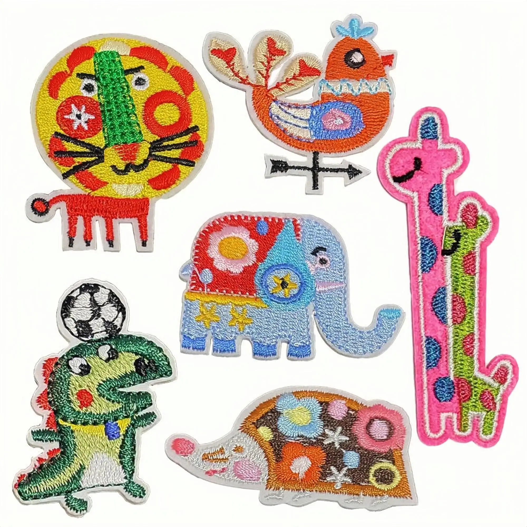 1 шт. Лев Петух Динозавр Слон вышивка латки для ремонта сумки, куртки, джинсов, картинки с мультфильмами, накрепляемые утюгом, клей-стикер на одежде.
