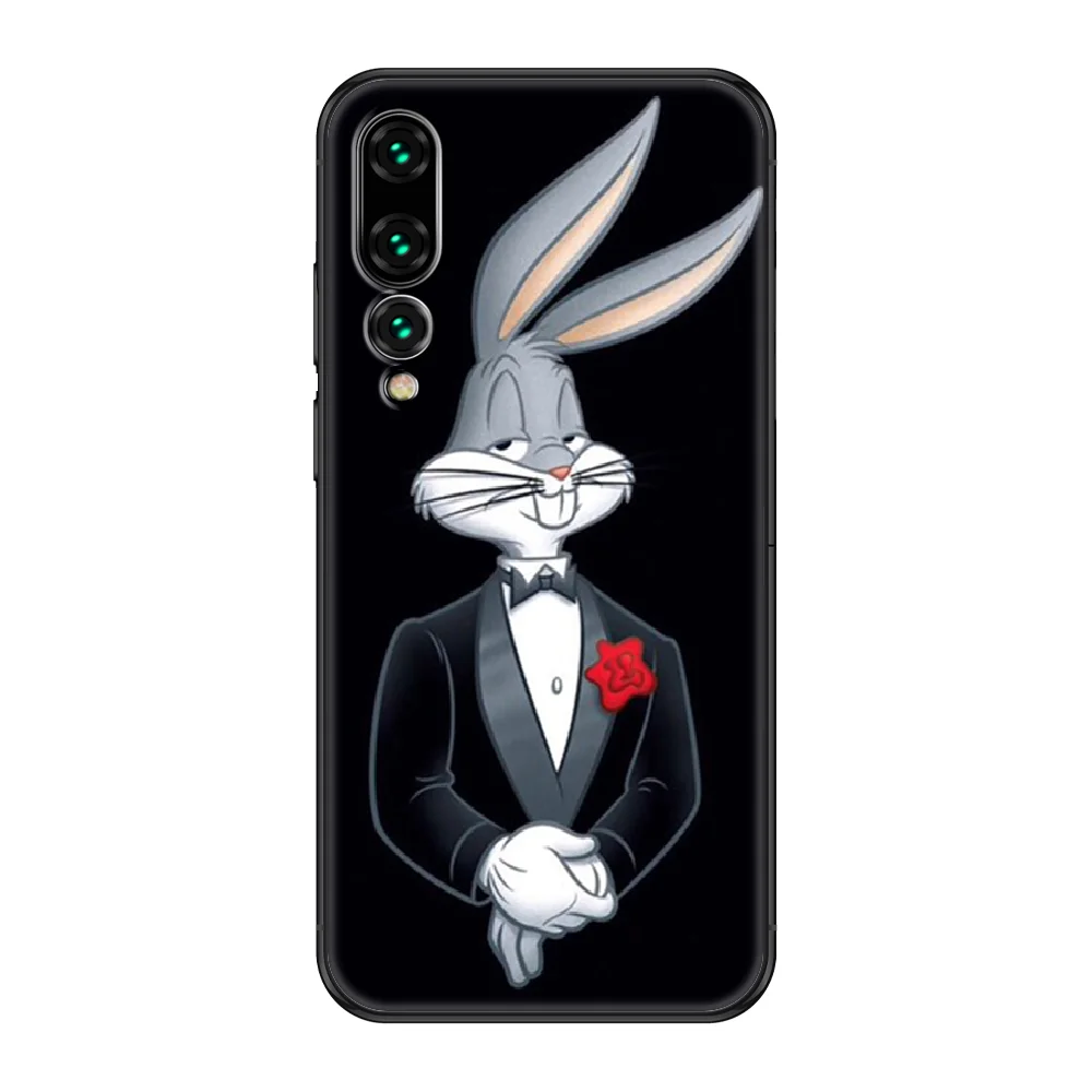 

American bugs cartoon bunny Phone case For Huawei P Mate P10 P20 P30 P40 10 20 Smart Z Pro Lite 2019 black fashion bumper