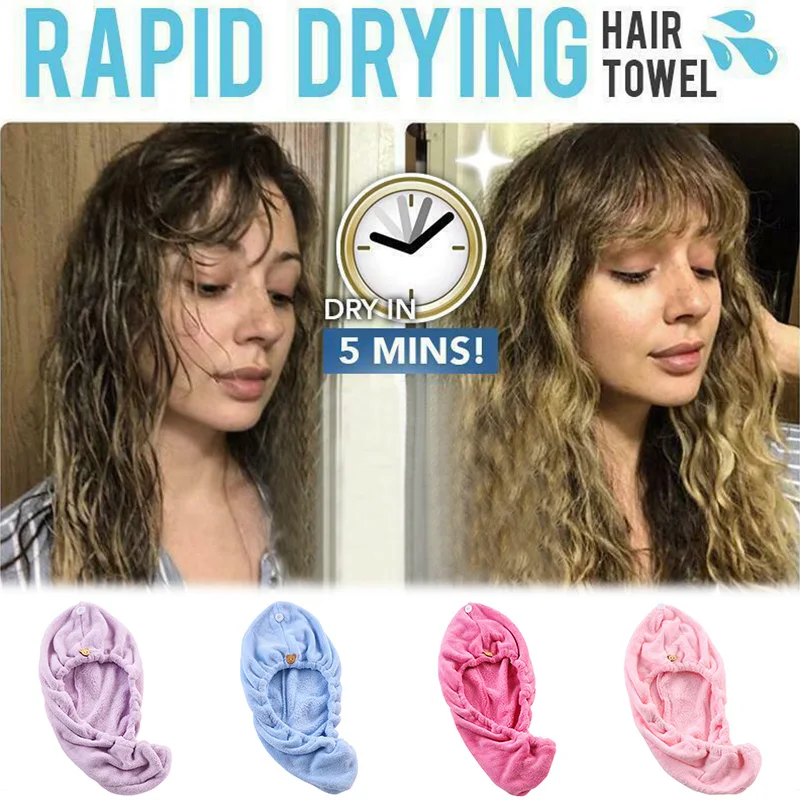

Women Bathroom Super Absorbent Quick-drying Thicker microfiber Bath Towel Hair Dry Cap Towel rapid drying hair towel