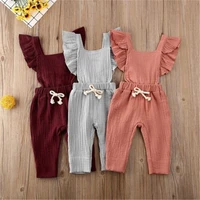 summer baby girls rompers solid cotton baby sleeveless cotton linen jumpsuit toddler infant baby girl romper outfits clothes