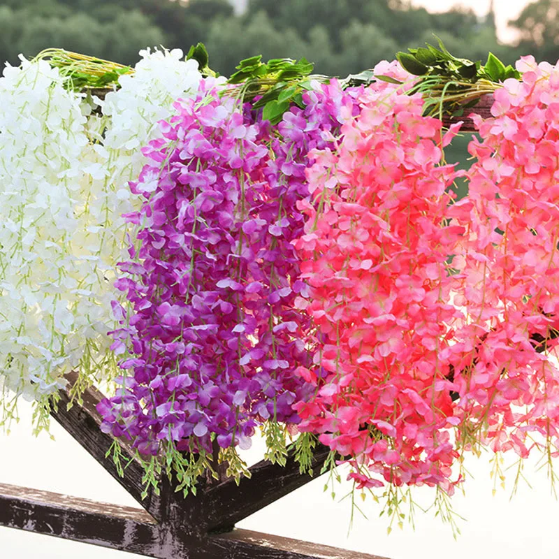 

Wisteria Artificial Flower Vine Wreath Hanging Garland Wedding Decor Arch Flowers String Party Home Garden Plant Wall Decoration