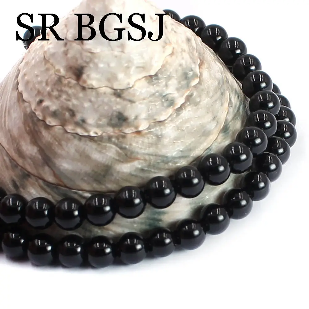 Бесплатная доставка 6 мм натуральный камень круглый черный обсидиан аксессуары