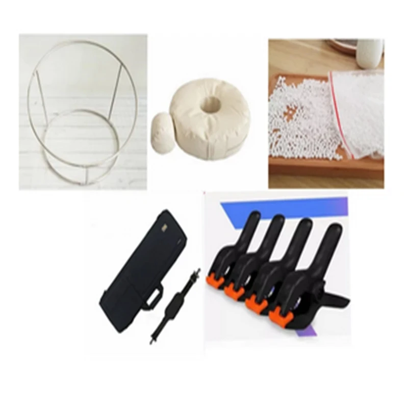 baby photo shoot Accessories Bean bag(filling)bPofiller lystyrene foam beads+Round Shelf +6clips+bag  newborn photography props