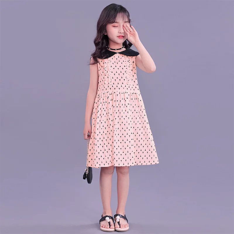 

Girls Dresses 2021 Summer Dresses Ruffle Sleeve Princess Dress 100% Cotton Material Baby Girl Cute Doll Collar Polka Dot Dresses