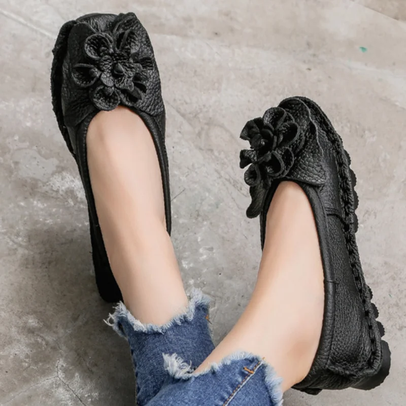 Женские балетки ручной работы BeckyWalk из натуральной кожи на плоской подошве в