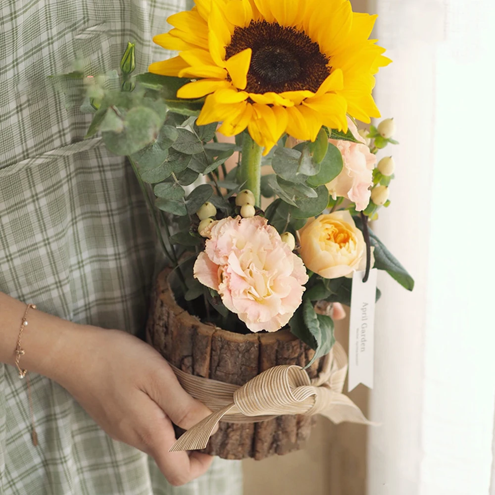 Деревянная ваза для цветов ведерко обнимания дерева коробка упаковки подарочная