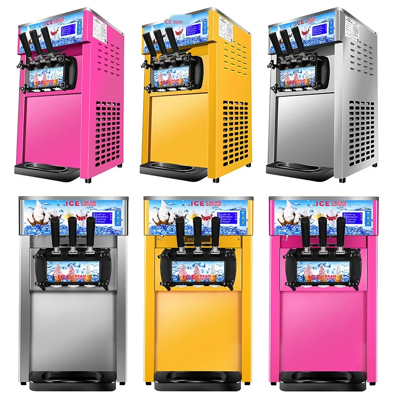 

Ice Cream Machine Desktop Three-Color Ice Cream Machine Stainless Steel Body