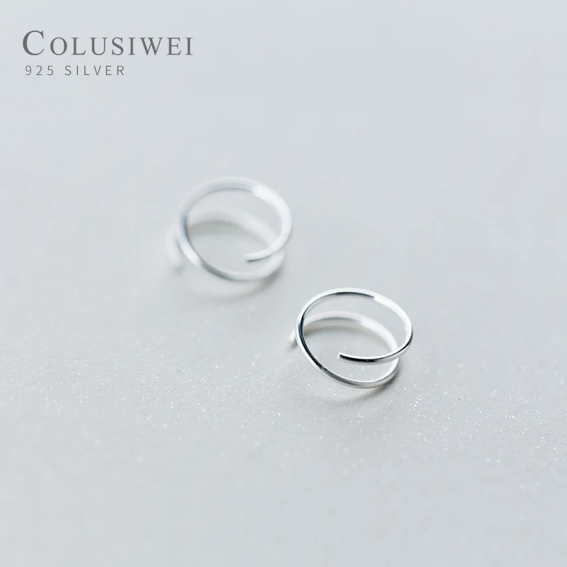 Colusiwei двойной круг спирали серьги-гвоздики для женщин из натуральной кожи 925