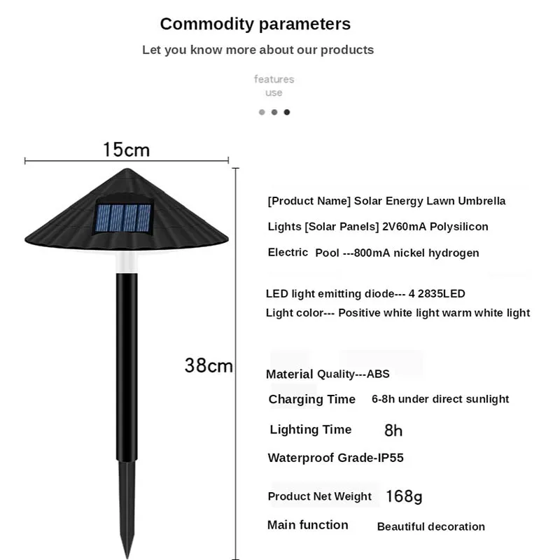 Солнечный Мощный светильник для лужайки Гриб водонепроницаемый садовый
