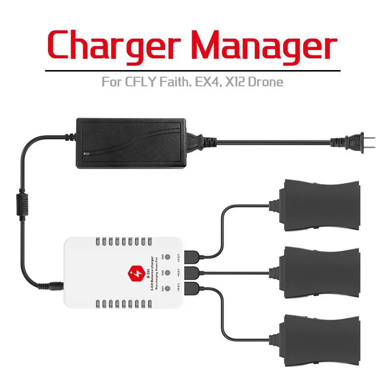 

3-IN-1 Balance Fast Battery Charger Charging Hub for C-FLY CFLY Faith/EX4/ X12 FPV GPS 3-Axis Stable Gimbal RC Drone