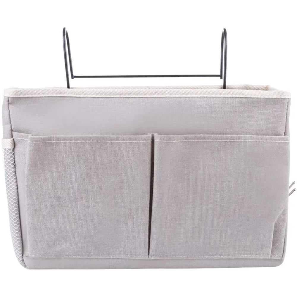

Canvas Bedside Hanging Organizer with Hook Bed Storage Pocket for Dorm Kids Room Top Bunk Bed Loft Bed for Phone Remote Control
