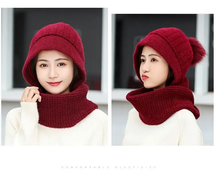 Зимние шерстяные вязанные шарф и шапка набор бини женский шарф Skullies Beanies шапки для женщин шапка s Gorras Bonnet маска цельная шапка
