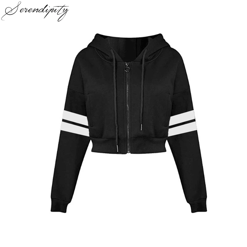 

Retro Crop Hooded Winter Women Bomber Jackets Long Sleeve Fleece Jackets Zipper Sexy Autumn Short Pocket Outwear Coats 2020 Full