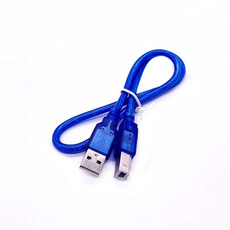 Прозрачный синий 50 см USB 2 0 кабель для принтера тип A штекер типа B двойное