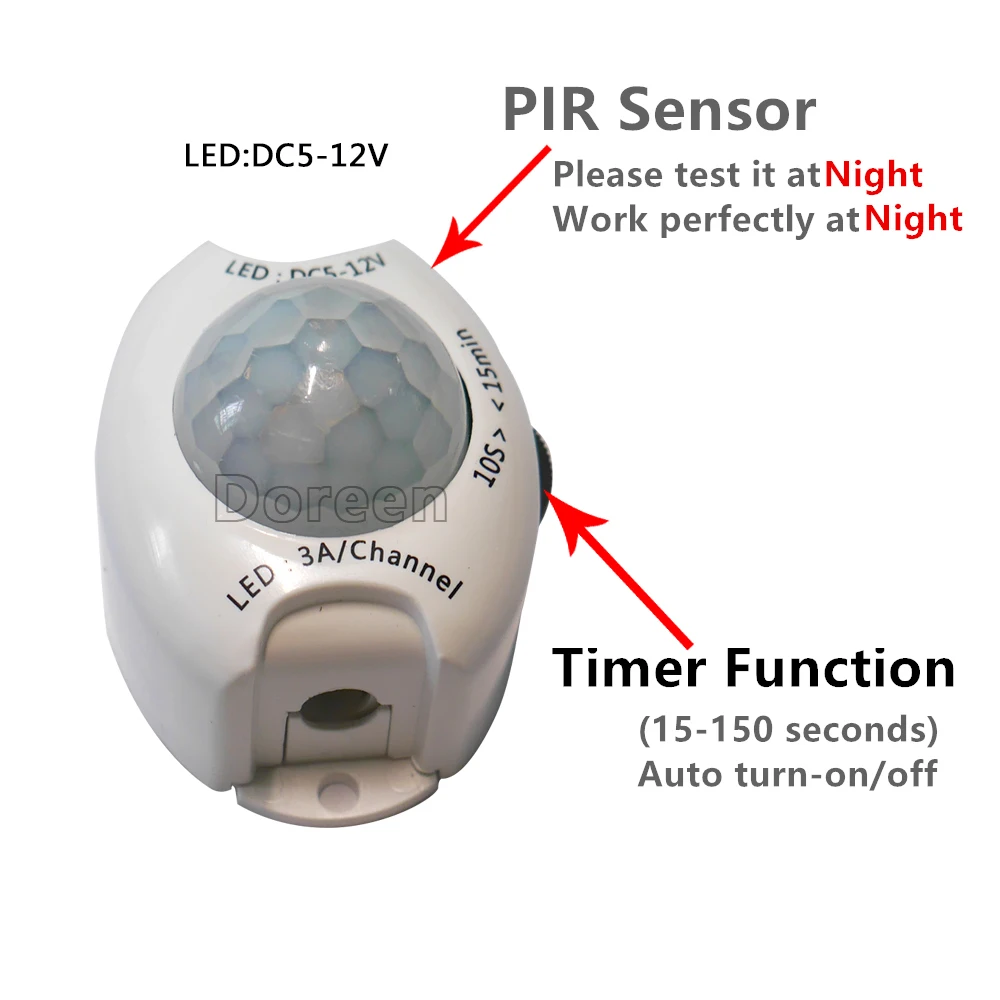DC5V DC12V светильник с датчиком движения PIR детектор Активированный таймер
